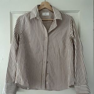 KOTN Tan and white striped button down